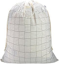 Canvas Laundry Bag with Handles & Drawstring, XL 33"Wx 35"H, Geometry Grid by CALACH