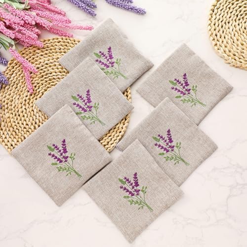 SATINIOR 10 Pack 6 x 6 Inch Embroidered Lavender Sachet Bags Sachet Empty Bags - Image 4