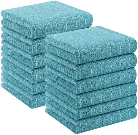 Homaxy 100% Cotton Terry Kitchen Towels, 12 Pack, Lake Blue by Homaxy