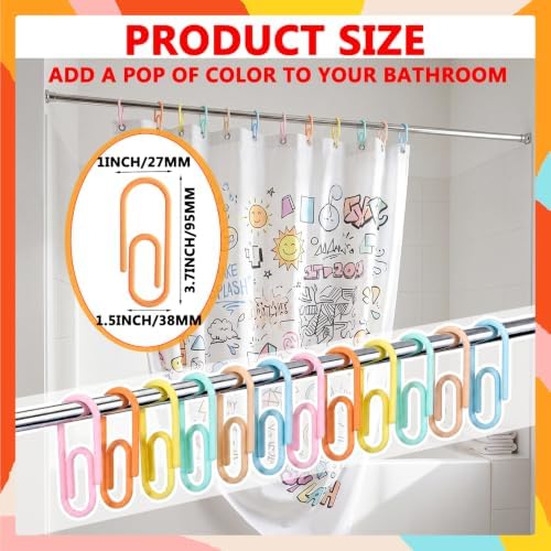 CroBlissful Macaron Color 12 Pcs Jumbo Paper Clips Shower Curtain Hooks Rings - Image 5