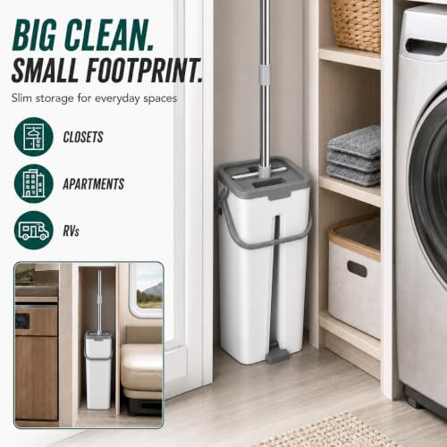 Flat Mop and Bucket Set, Self-Wringing Floor Mop - Image 3