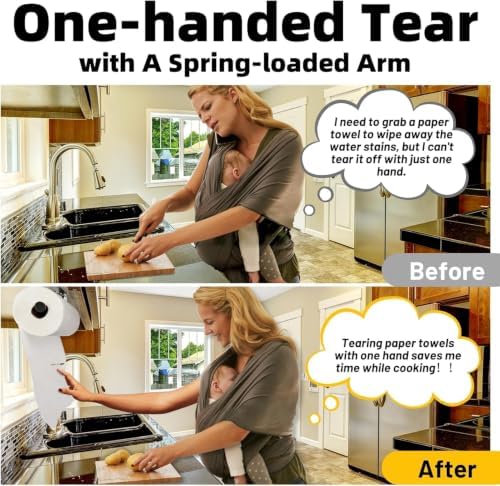 Under Cabinet Paper Towel Holder, One-Hand Tear Kitchen Paper Towel Holder - Image 2