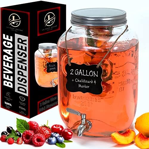 2-Gallon Glass Liquor Decanter Drink Dispenser by LERAZE