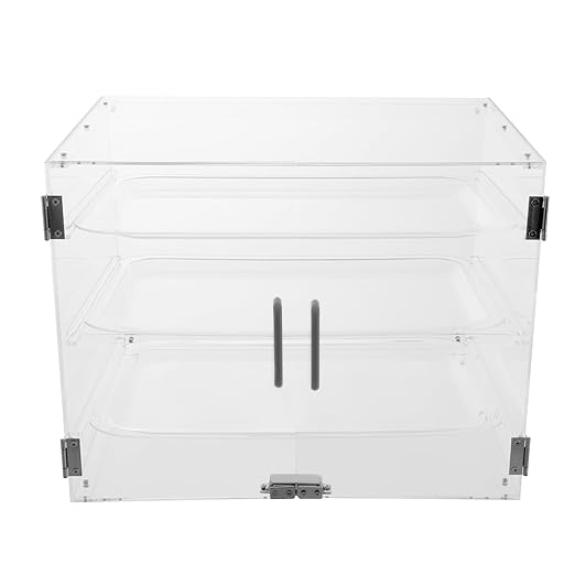 Pastry Display Case, 3 Tier Commercial Acrylic Display Cabinet, Countertop Dust Proof Bread Storage Case, Large Bakery Storage Box for Bakery, Coffee Shop, Snack Shop, Convenience Store