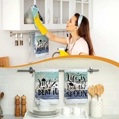Bencailor 6 Pcs Mint Kitchen Towels Decorative Sets Dish Towels Absorbent Fast - Image 3