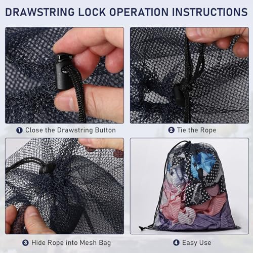 Mesh Drawstring Bag Durable Nylon Mesh Bag Small Gym Bags Travel Beach Locking - Image 3