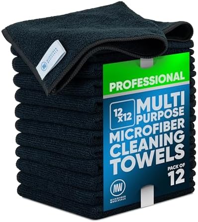 MW PRO Microfiber Cleaning Cloths Black by MicrofiberWholesale