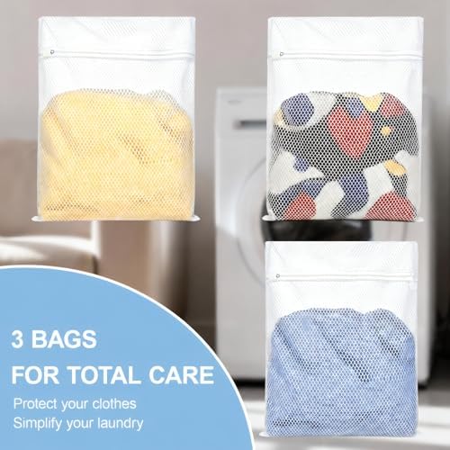 Honeycomb Mesh Laundry Bags 3 Pack, Durable Washing Bags - Image 2