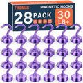 FINDMAG 28 Pack Magnetic Hooks for Cruise Cabins, 30LB+ Purple Magnet Hooks by FINDMAG