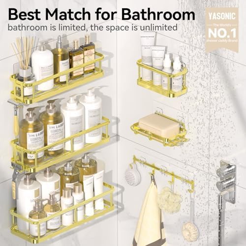 YASONIC Shower Caddy Adhesive, Rustproof Shower Organizer - Image 2