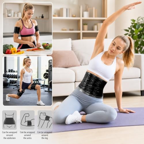 1 Rolls 60 Meters Black Osmotic Plastic Body Wrap, Workout Sweat Enhancer Belly - Image 5