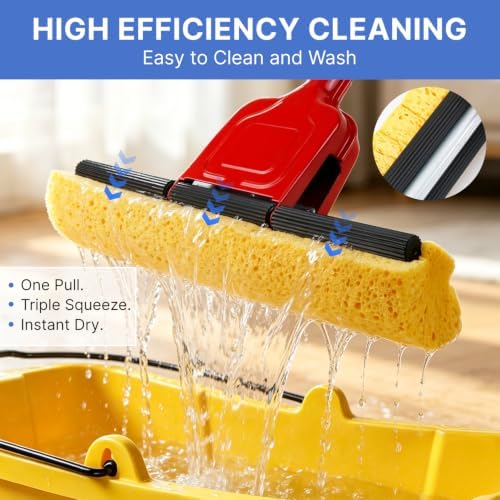 Replacement Mop Heads 4 Pack, Super Absorbent Compressed Cellulose Sponge - Image 5