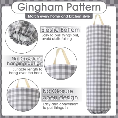 Gingham Plastic Bag Holder for Grocery Bag - Image 4