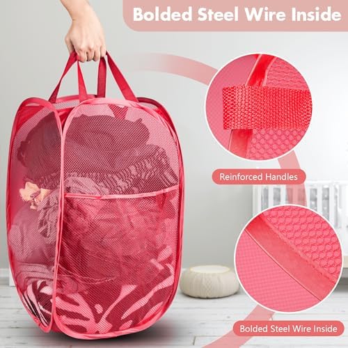 Pop Up Laundry Hamper, 70 L Collapsible Mesh Basket - Image 3