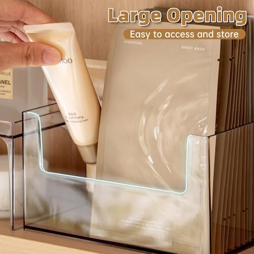 PAVSTINE 2 Pack Clear Medicine Cabinet Organizer, Slim Open Face Mask Storage - Image 3