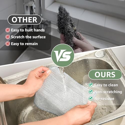 12Pcs Non Scratch Wire Dish Cloth, Steel Mesh Dishcloths, Scrub Cloths - Image 4