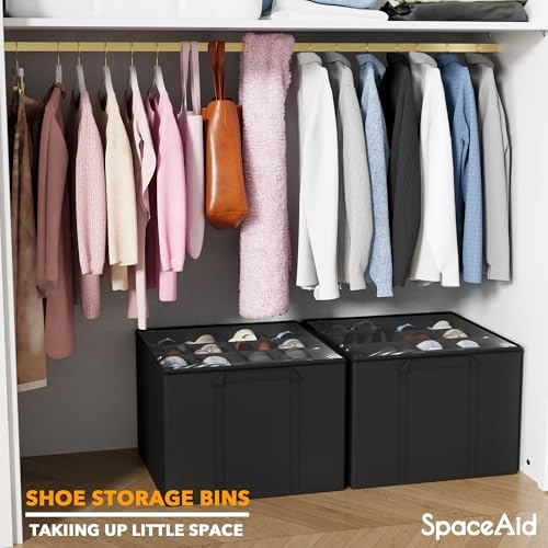 SpaceAid Shoe Organizer for Closet, 2 Pack Foldable Shoe Storage Containers - Image 6