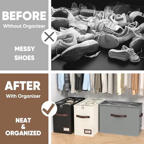 OIAHOMY 4 Pack Shoe Organizer for Closet, Foldable Shoe Storage Bins - Image 7
