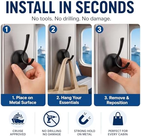 Moxweyeni 4 Pcs Large Heavy Duty Cruise Magnetic Hooks 44lbs Black - Image 4