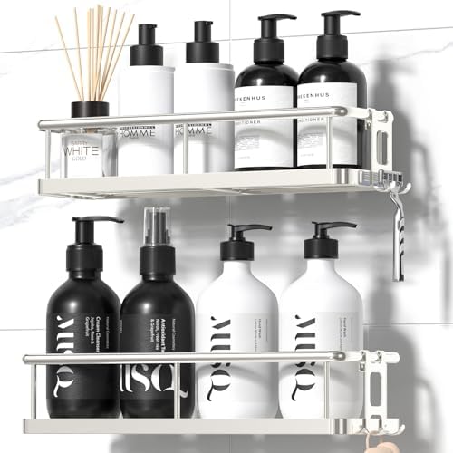 YASONIC Shower Caddy Adhesive, Rustproof Shower Organizer, Large Capacity by YASONIC