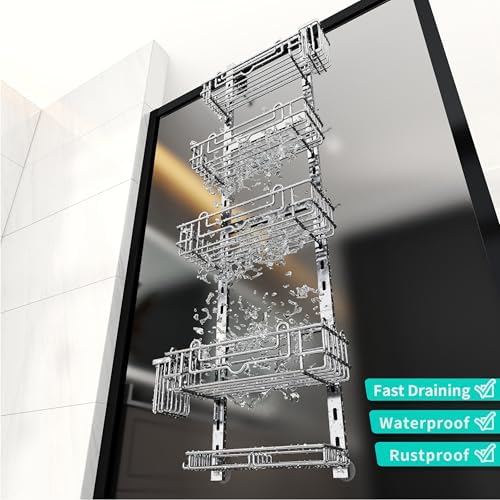 HapiRm 5 Tier Over the Door Shower Caddy, Hanging Shower Caddy - Image 4