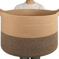 OIAHOMY 90L XXXLarge Blanket Basket Living Room Laundry Basket Jute&Black by MasterofSpaceOptimization