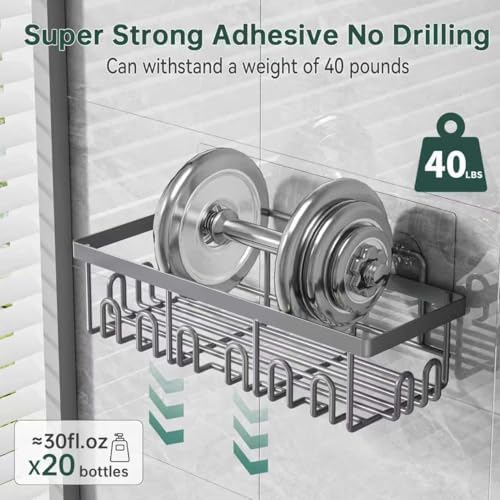 5-Pack Adhesive Shower Caddy for Bathroom & Home Decor Grey - Image 4