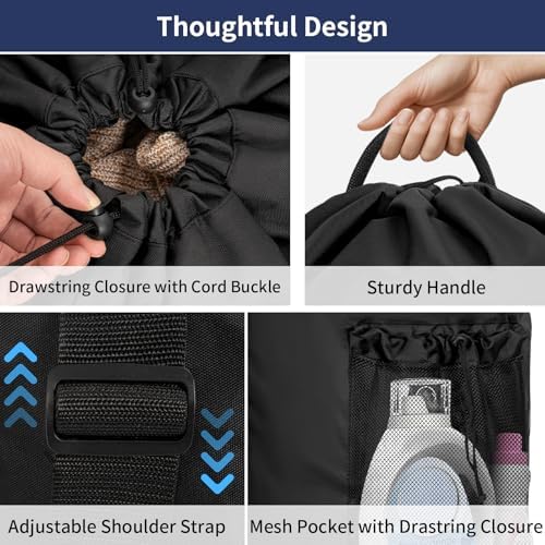 150L Laundry Bag Backpack with 3 Sizes Mesh Wash Bags and Shoulder Straps - Image 6