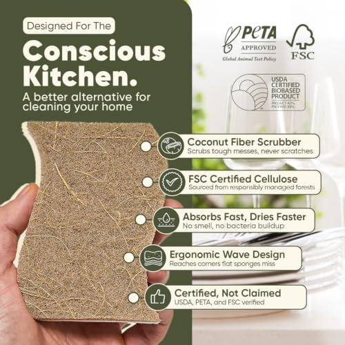 Plant-Based Kitchen Sponges | USDA Biobased Certified | FSC & PETA Approved | - Image 2