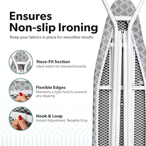 Home Intuition Iron Scorch Resistant Ironing Board Cover and Pad, Standard Size - Image 2