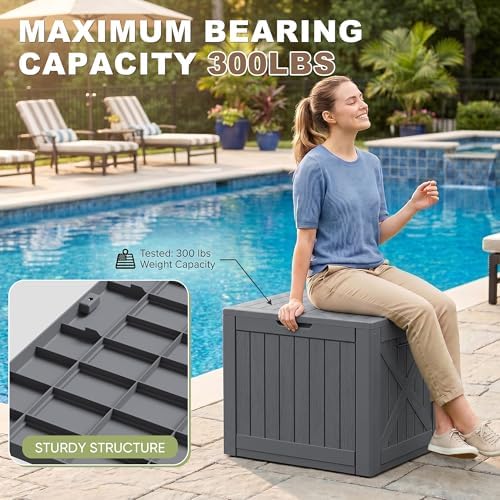 Greesum 40 Gallon Outdoor Deck Box, Resin Storage - Image 3