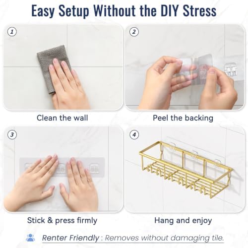 8 Pack Adhesive Large Capacity No-Drilling Shower Caddy - Image 6