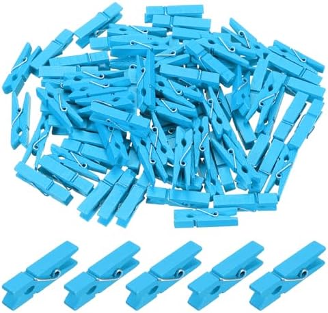 uxcell 200 Pcs Wooden Clothespins, 1.4 Inch Clothes Pins Wooden Colored Small by uxcell