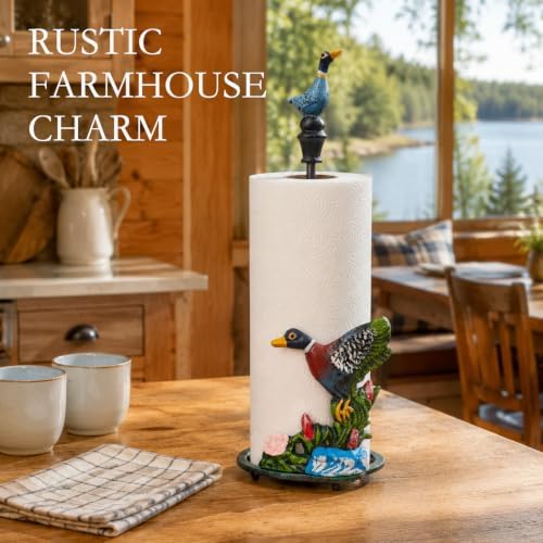 HOSUN Cast Iron Duck Paper Towel Holder Countertop Stand, Farmhouse Decor - Image 4