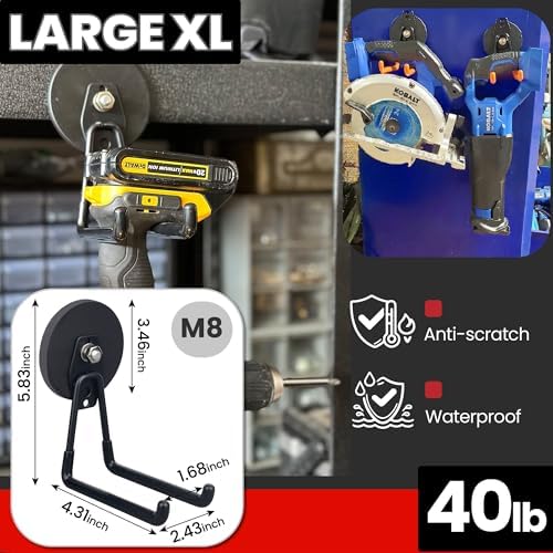 ULIBERMAGNET Heavy Duty Magnetic Garage Hooks Kit, 12 Pack Strong Large Magnet - Image 7
