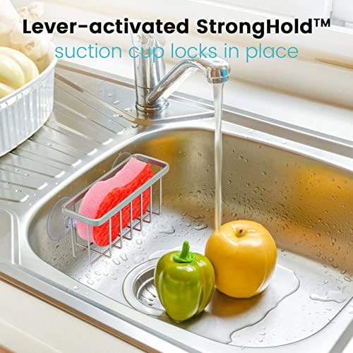 HLOOL Sponge Holder for Kitchen Sink, Kitchen Sink Caddy -Mat Silver - Image 4