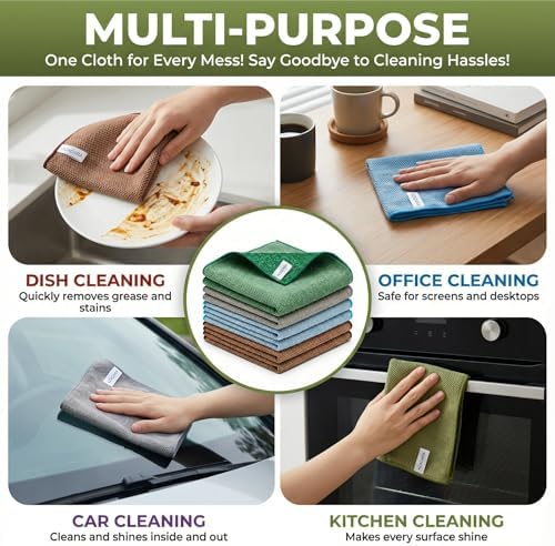 2-in-1 Scrub & Wipe Microfiber Cleaning Cloths, 6 Pack - Image 4
