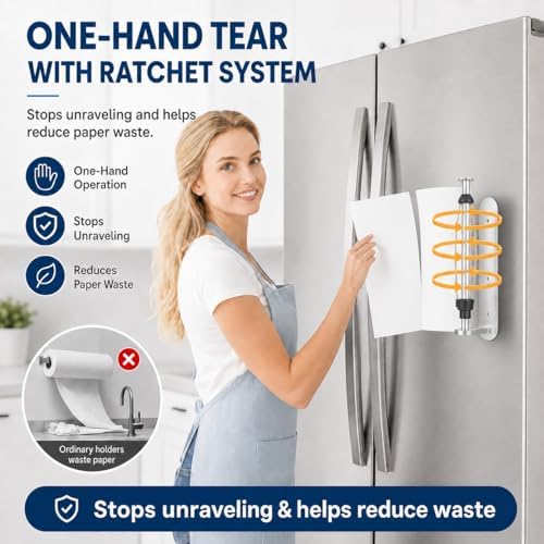 Magnetic Paper Towel Holder for Fridge-Great Adhesive Magnetic, One Hand - Image 5