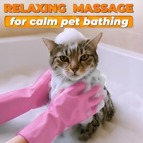 Cat and Dog Washing Gloves, 1 Pair, 11.6 in, Soft Silicone - Image 5