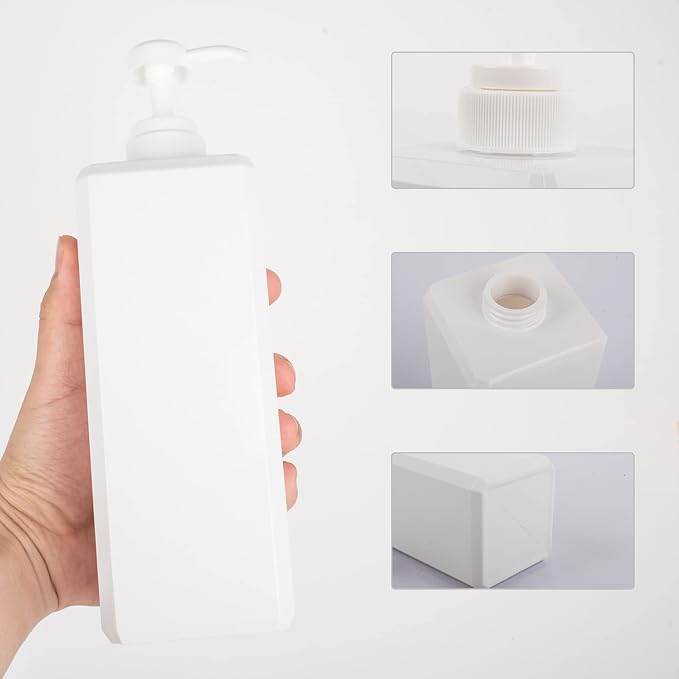 Plastic Pump Bottle Refillable Lotion Soap Dispenser 32oz White 2 Pack | Sturdy - Image 4