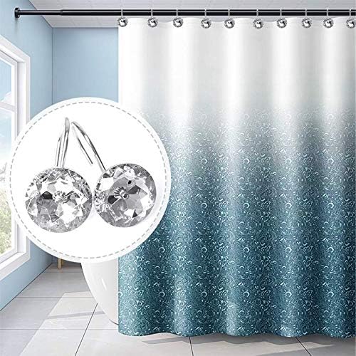 12 Pcs Bling Rhinestones Shower Curtain Hooks Bathroom Rolling Hooks - Image 5