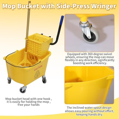 Commercial Mop Bucket with Side-Press Wringer - Image 5