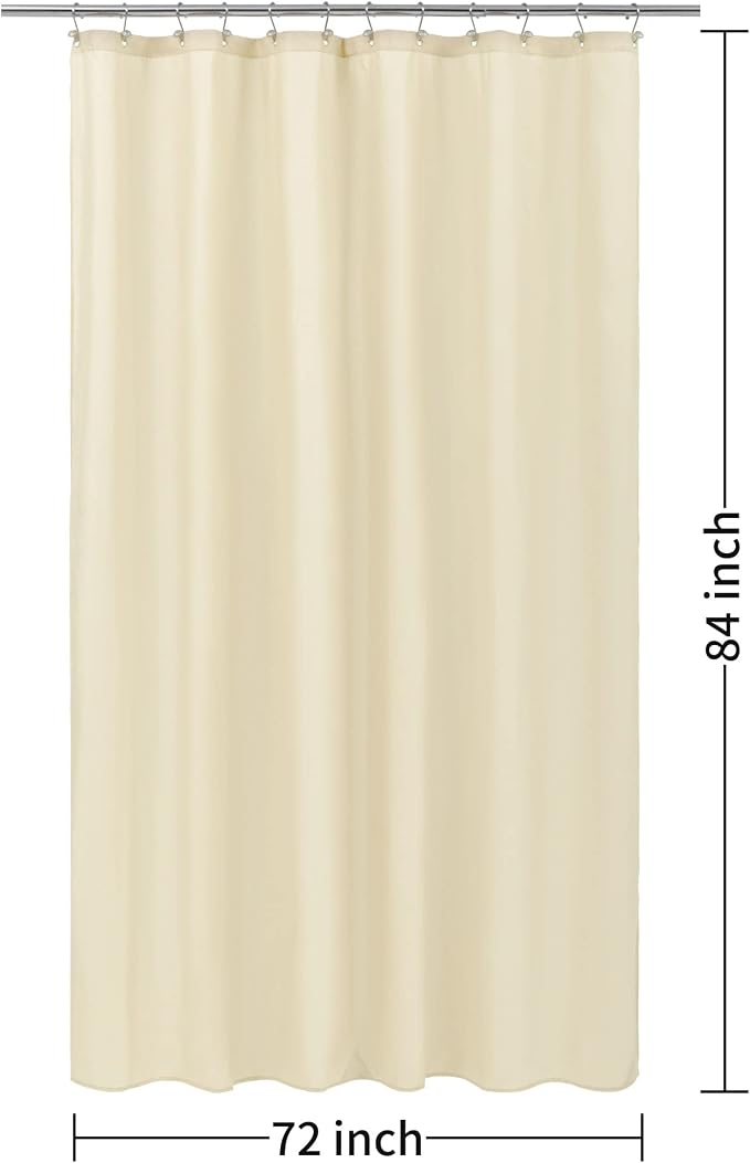 ALYVIA SPRING Extra Long Waterproof Fabric Shower Curtain Liner Cream 72x84 - Image 7