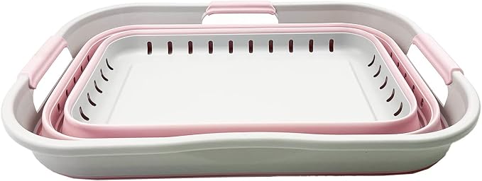 SAMMART 21L Super Mini Collapsible 3 Handled Plastic Basket - Image 2