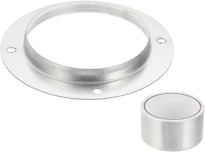 PATIKIL 5 Inch Duct Connector Flange, Metal Straight Pipe Exhaust Flange Duct Mounting Plate for Heating Cooling Ventilation HVAC System, Galvanize Steel