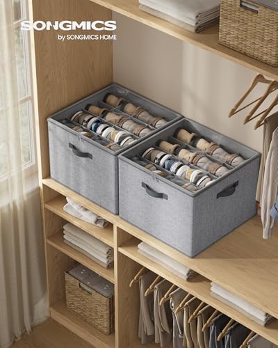 SONGMICS Shoe Organizer for Closet, 2 Pack Fabric Bins, Fits up to 32 Pairs - Image 2