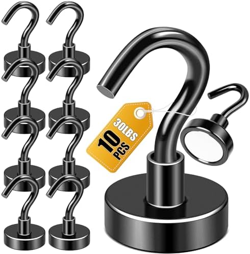 DIYMAG Magnetic Hooks, Strong Magents 10 Pack 30lbs by DIYMAG