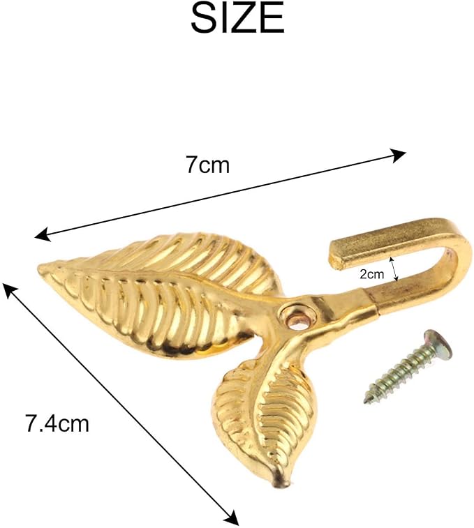 2Pcs Curtain Holdbacks Tieback Hooks Multifunctional Wall Hook Gold Vintage - Image 3