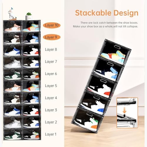Amllas New 8 Pack Shoe Boxes Stackable, Large Shoe Storage Organizer - Image 6