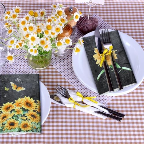 Bencailor 6 Pcs Black Sunflower Kitchen Towels Decorative Sets Dish Towels - Image 3